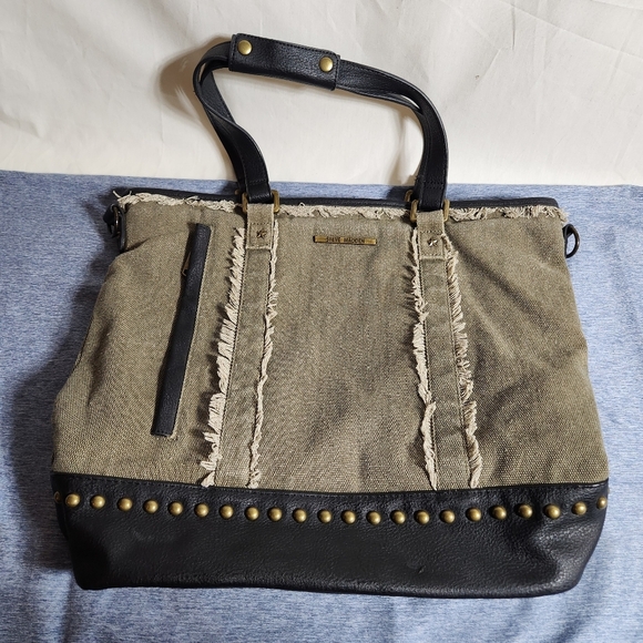 Steve Madden Stylish Black and Green Women's Large Tote Bag - Picture 1 of 9